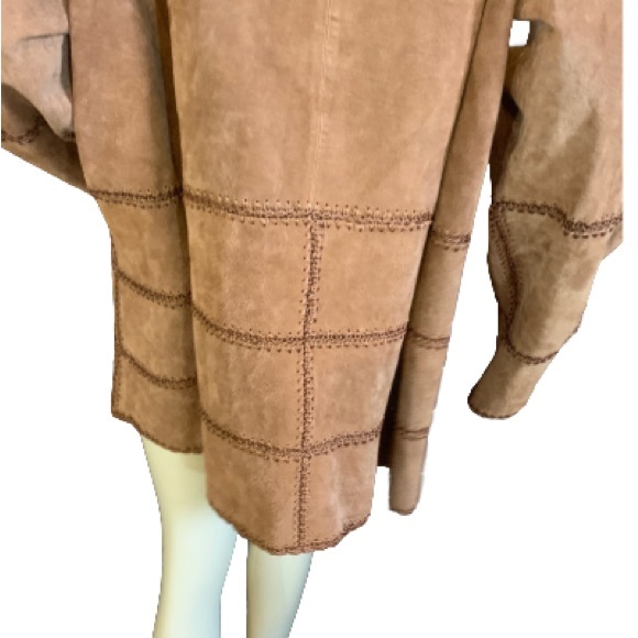 VINTAGE Y2K OUTBROOK WOMAN BROWN.SUEDE STITCHED JACKET (2X) - Picture 8 of 13